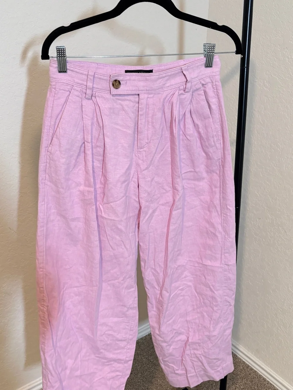 Banana Republic Linen Blend Pastel Pink Pleated Chinos
